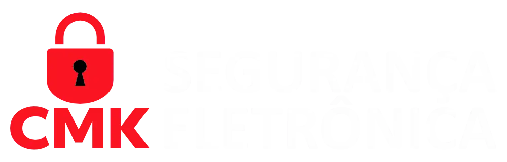 Logo CMK SEGURANÇA ELETRÔNICA Branca